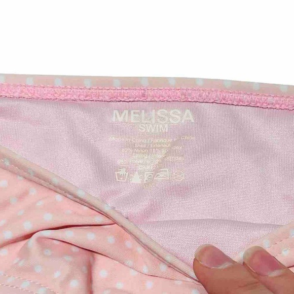 Melissa Swim Bikini Bottoms Light Pink White Polka Dots O-Ring Hips Size Medium - Picture 6 of 9